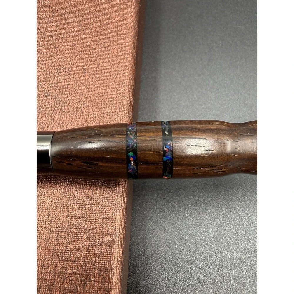 Slimline Pen, Individual Design. Hand-made Twist Pen Cocobolo Wood W/Opal Inlay